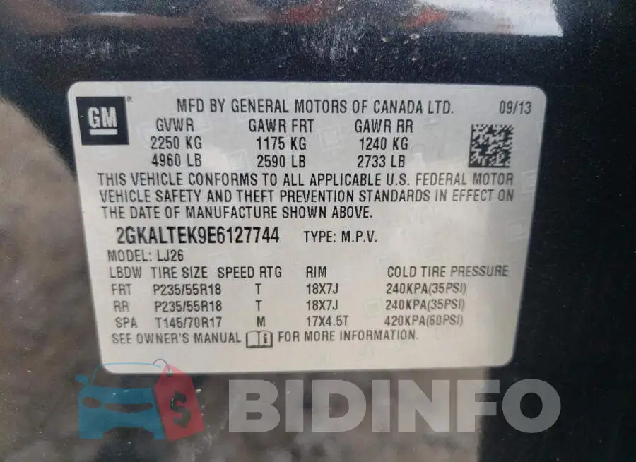 2GKALTEK9E6127744 Photo# 13