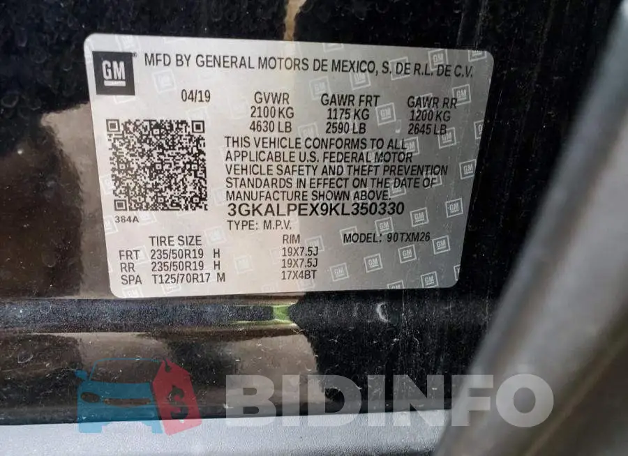 3GKALPEX9KL350330 Photo# 12