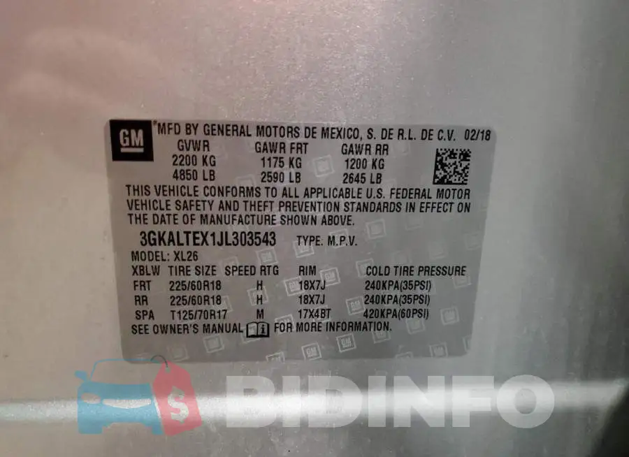 3GKALTEX1JL303543 Photo# 12