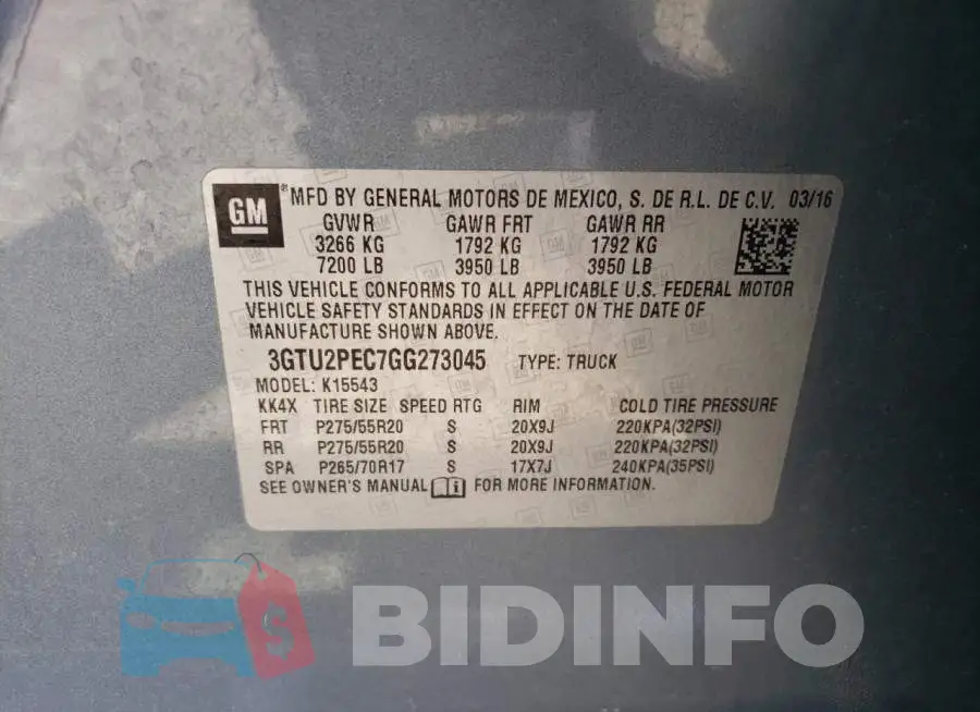 3GTU2PEC7GG273045 Photo# 12