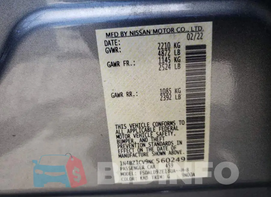1N4BZ1CV9NC560249 Photo# 12