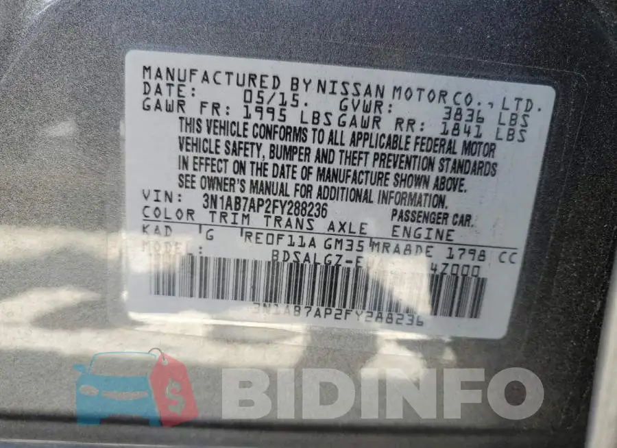 3N1AB7AP2FY288236 Photo# 12