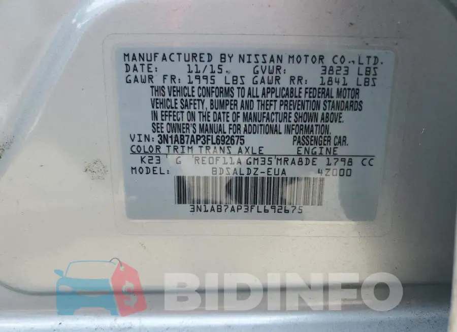 3N1AB7AP3FL692675 Photo# 12