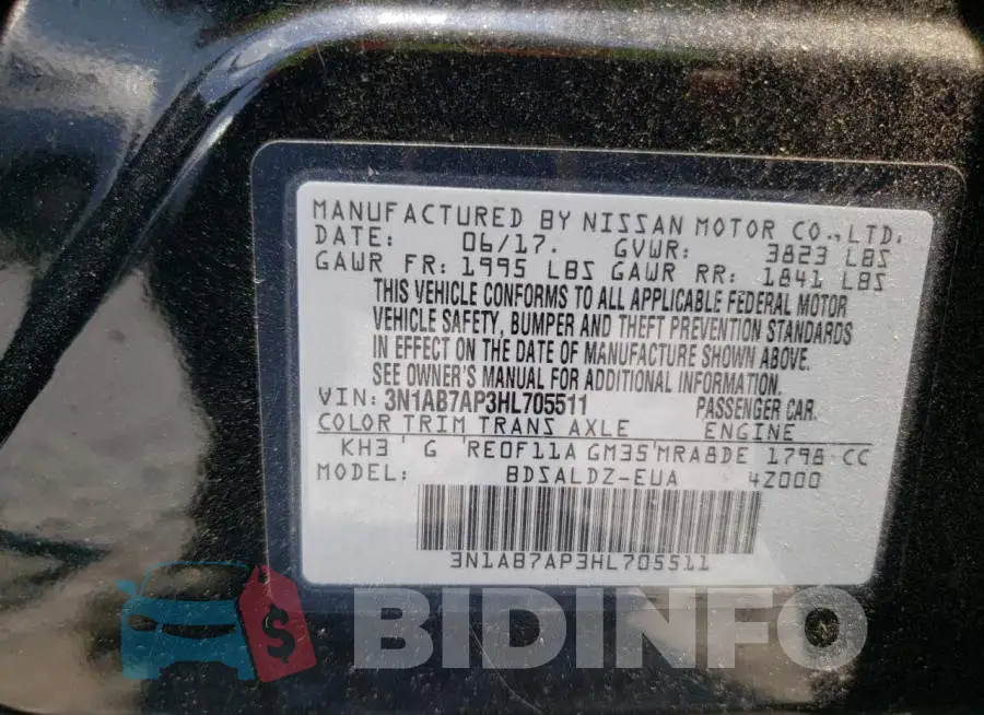 3N1AB7AP3HL705511 Photo# 12