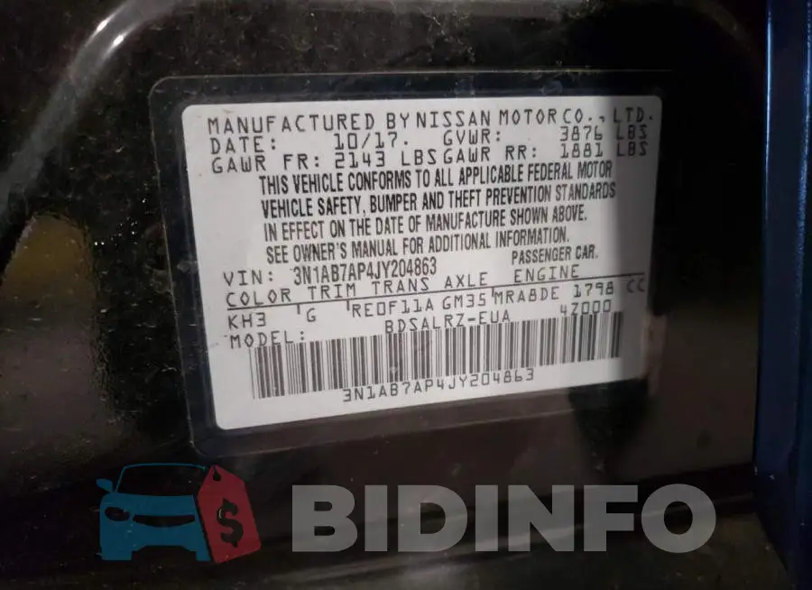 3N1AB7AP4JY204863 Photo# 13