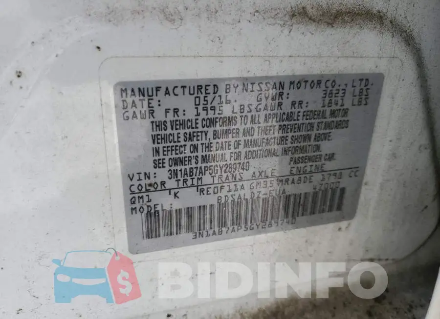 3N1AB7AP5GY289740 Photo# 13