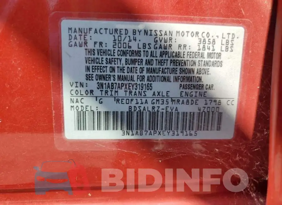 3N1AB7APXEY319165 Photo# 12