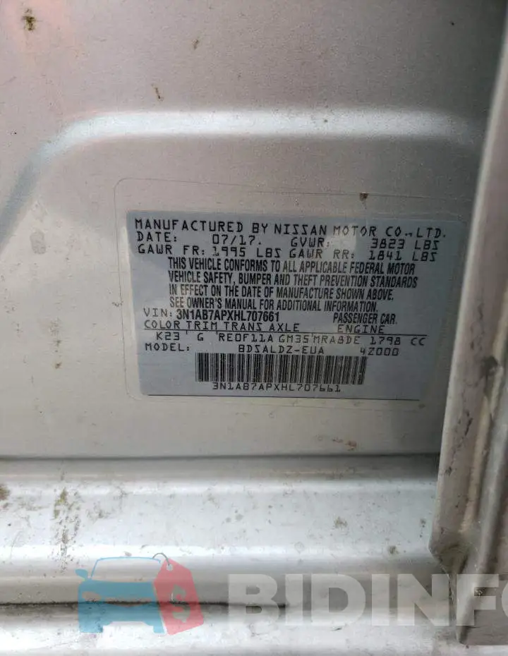 3N1AB7APXHL707661 Photo# 12