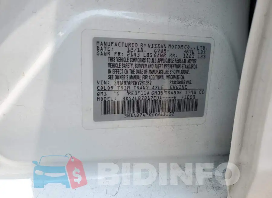 3N1AB7APXKY281352 Photo# 12
