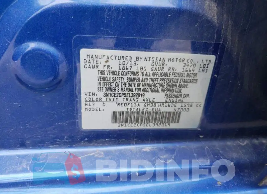 3N1CE2CP5EL392019 Photo# 12