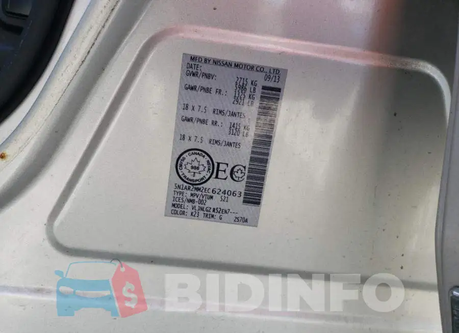 5N1AR2MM2EC624063 Photo# 12