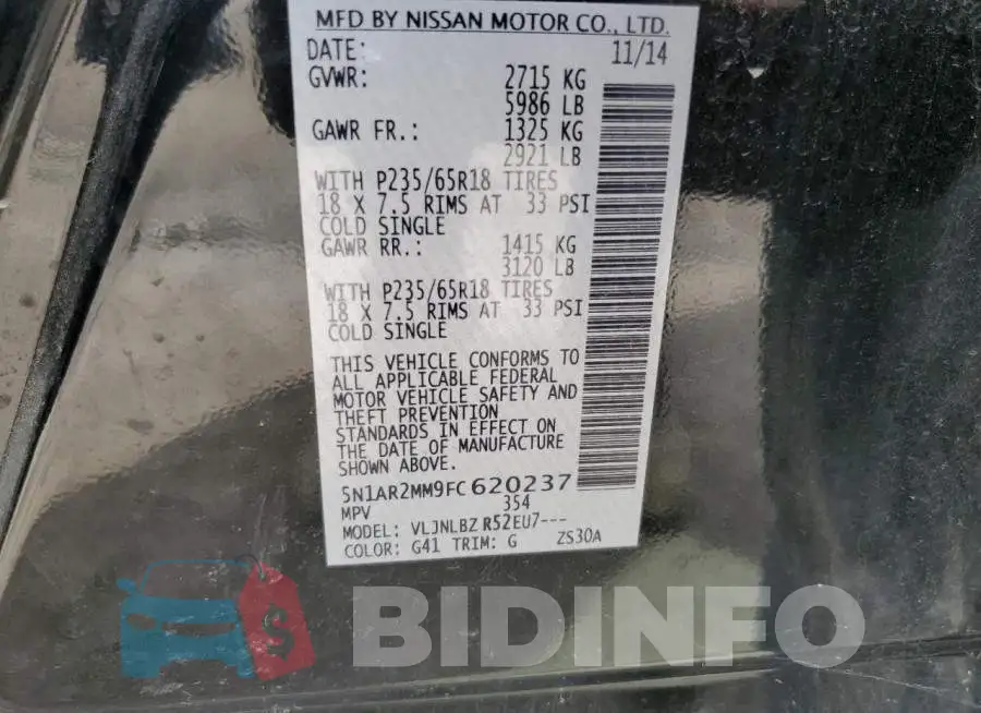 5N1AR2MM9FC620237 Photo# 13