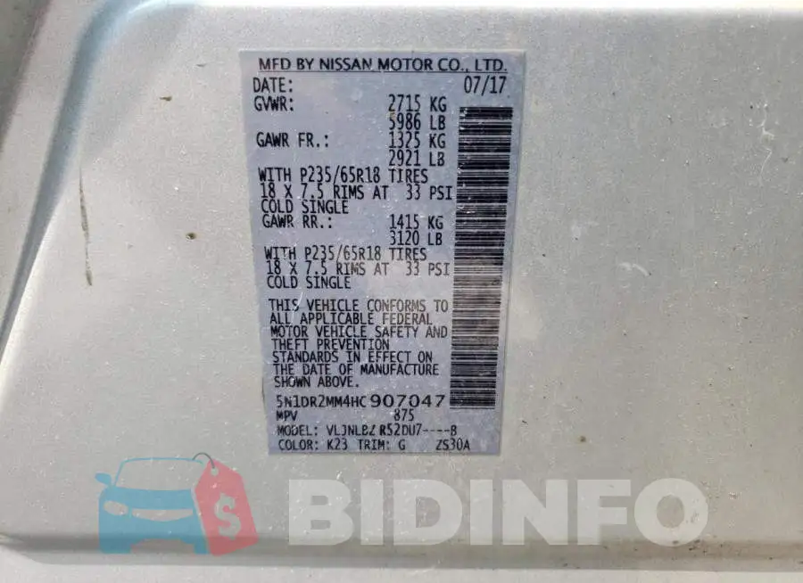 5N1DR2MM4HC907047 Photo# 14