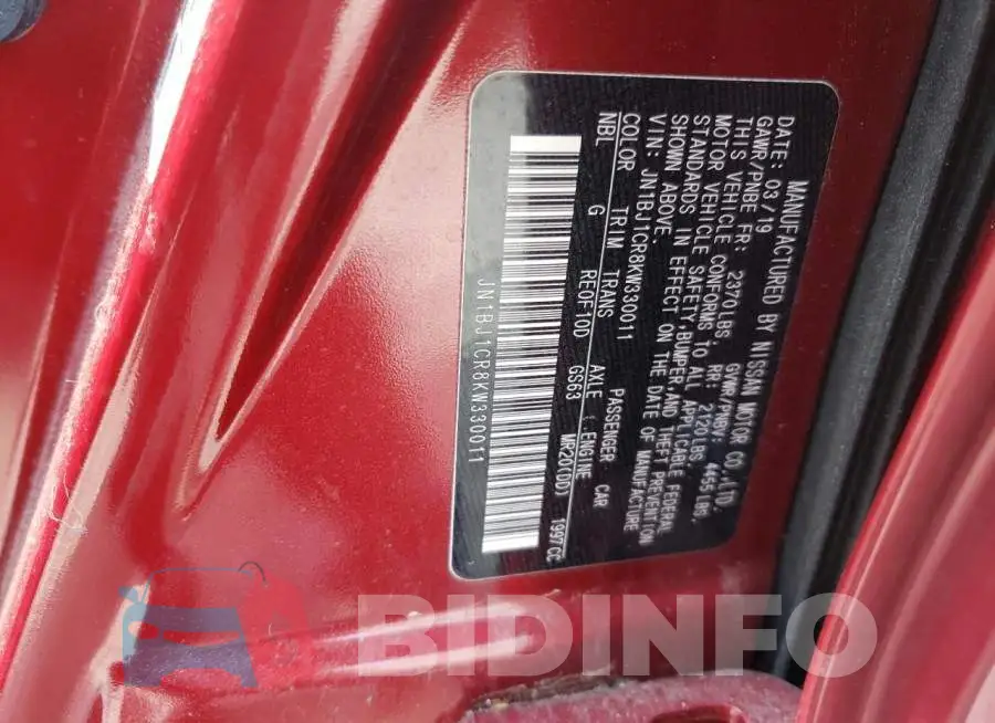 JN1BJ1CR8KW330011 Photo# 13