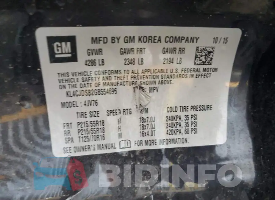 KL4CJDSB2GB554696 Photo# 13