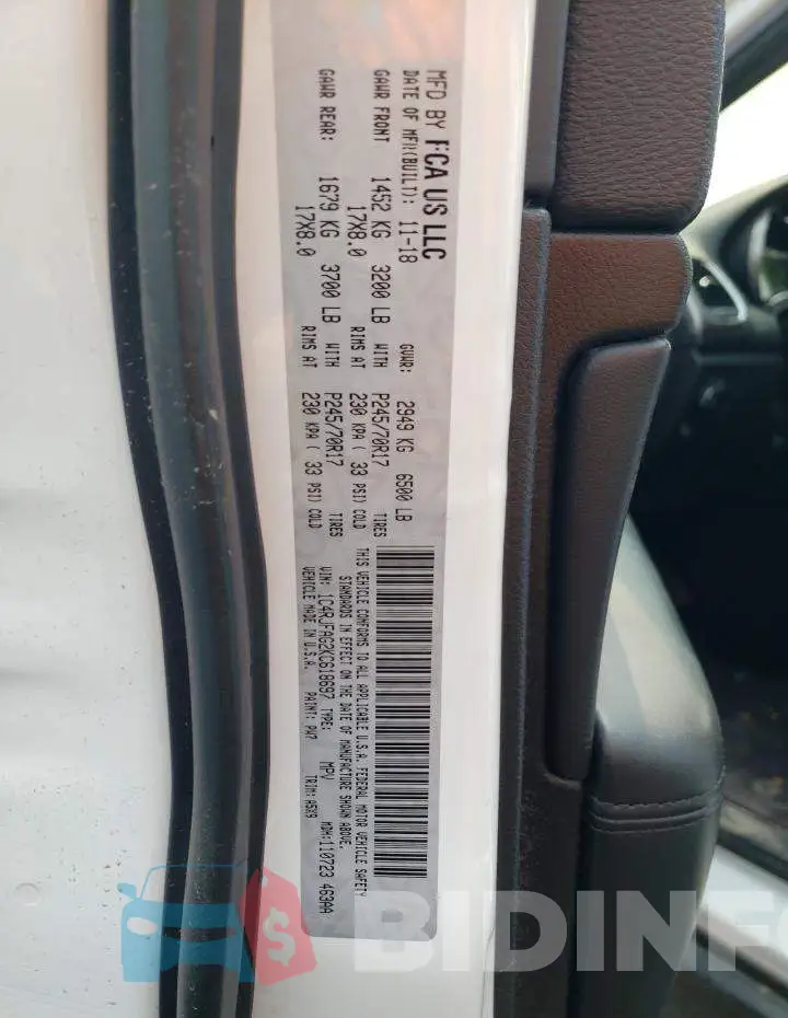 1C4RJFAG2KC618697 Photo# 13