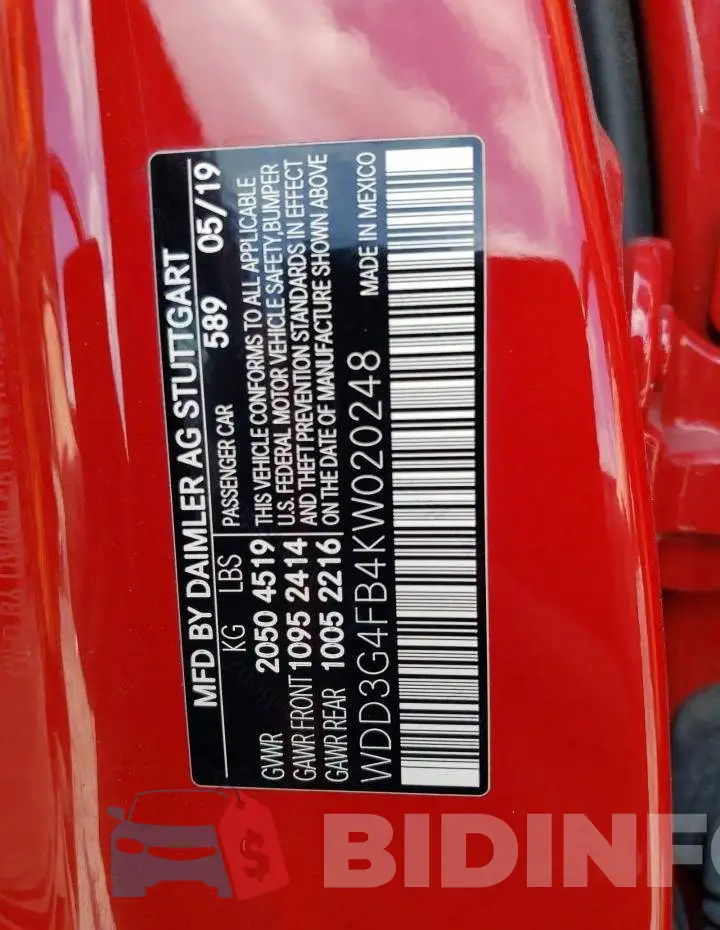 WDD3G4FB4KW020248 Photo# 13