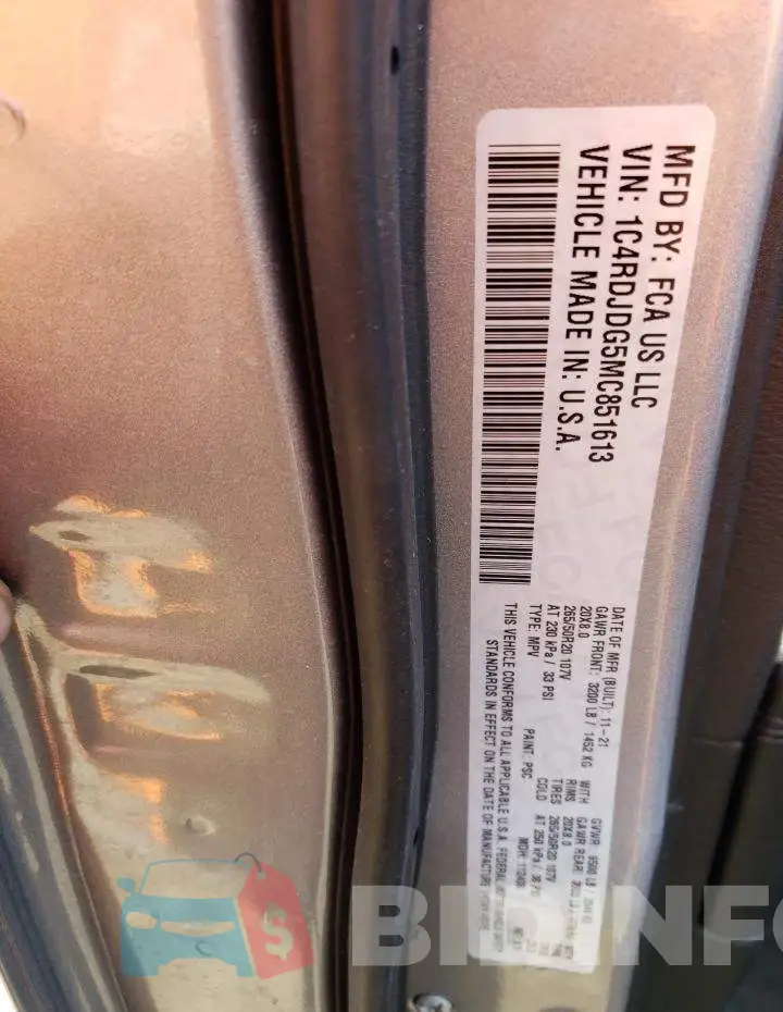 1C4RDJDG5MC851613 Photo# 13