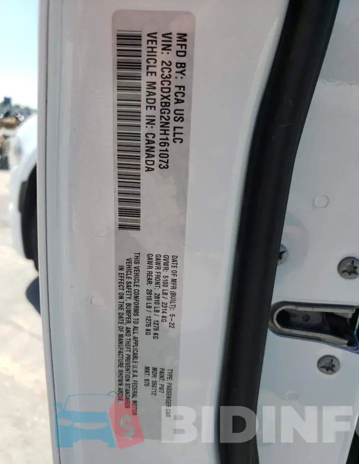 2C3CDXBG2NH161073 Photo# 12