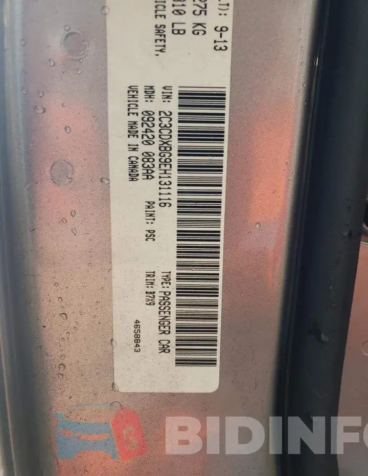 2C3CDXBG9EH131116 Photo# 12