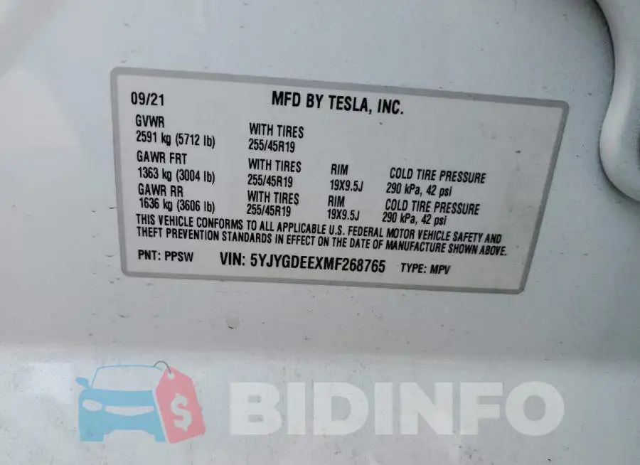 5YJYGDEEXMF268765 Photo# 12