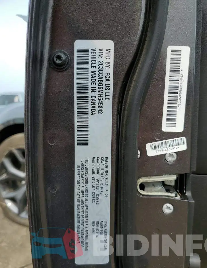 2C3CCABG6MH545842 Photo# 12