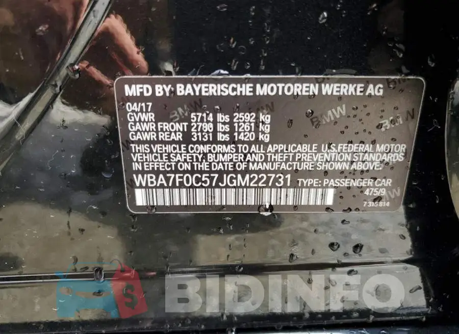 WBA7F0C57JGM22731 Photo# 13