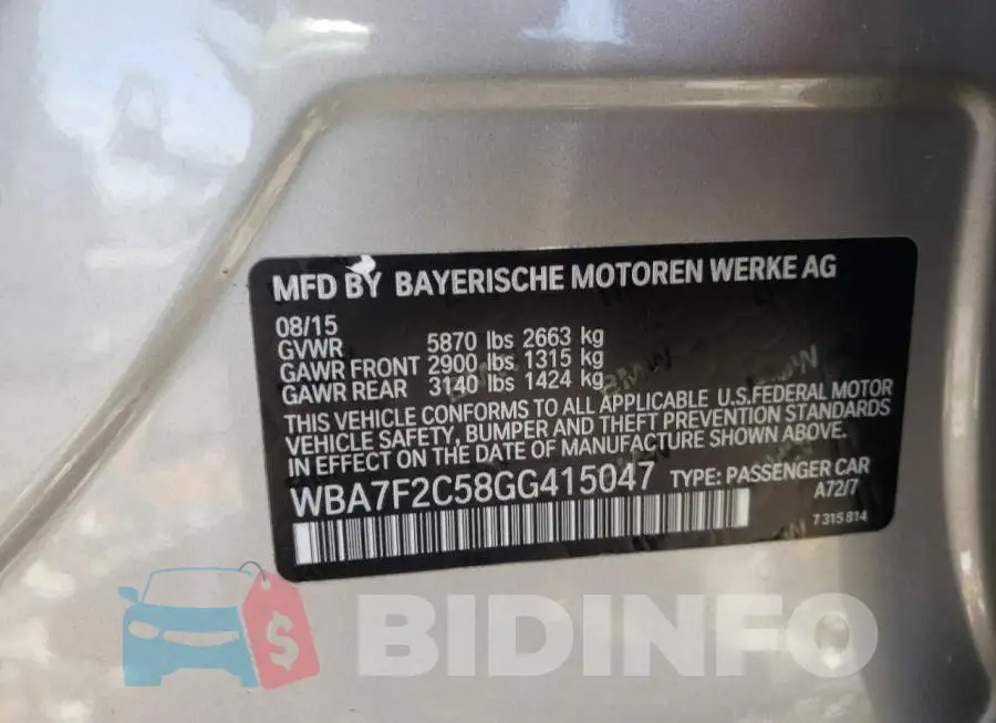WBA7F2C58GG415047 Photo# 12