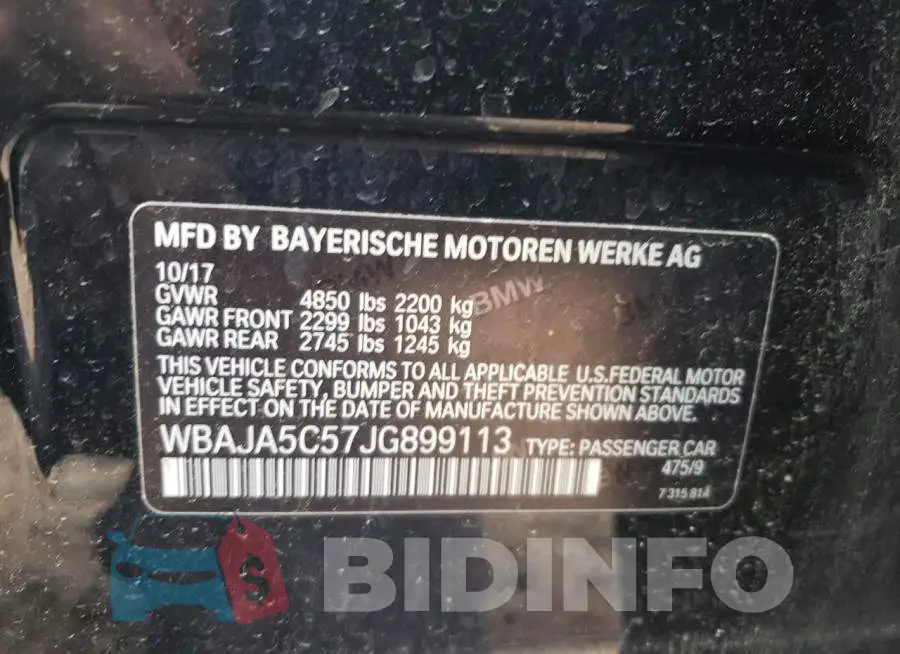 WBAJA5C57JG899113 Photo# 12