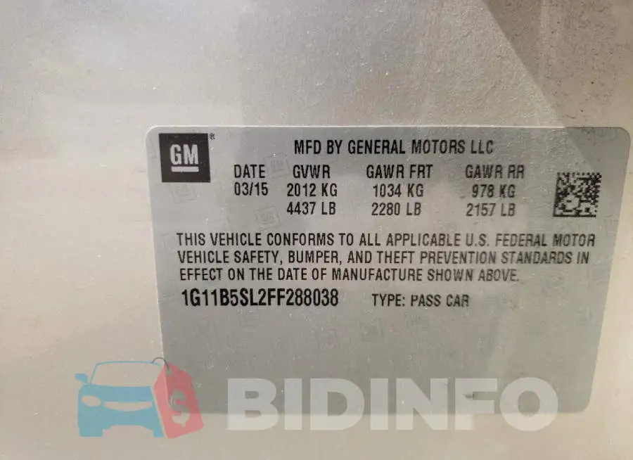 1G11B5SL2FF288038 Photo# 12
