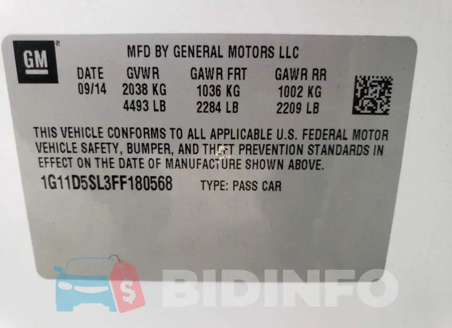 1G11D5SL3FF180568 Photo# 12