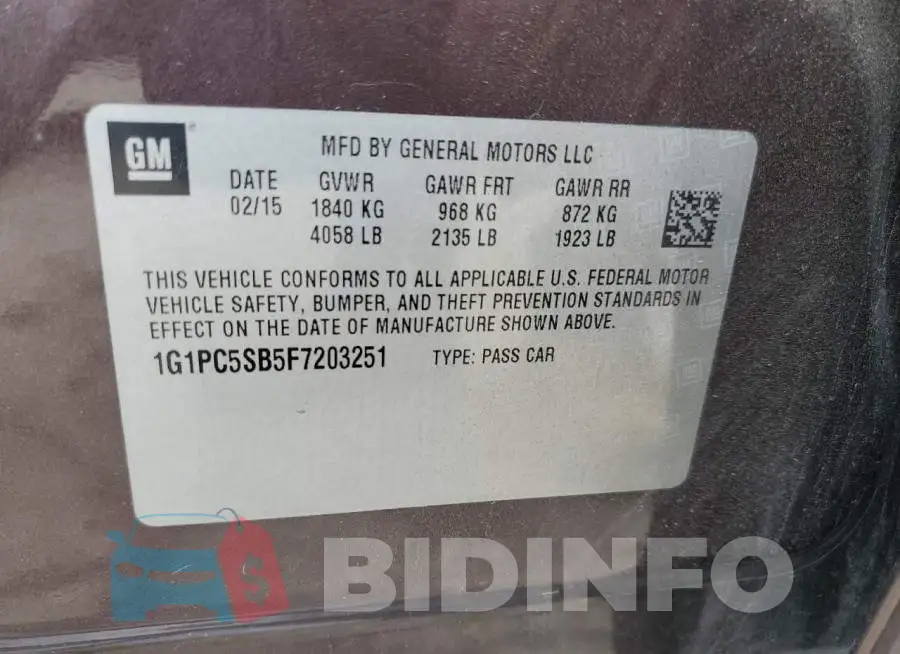 1G1PC5SB5F7203251 Photo# 12