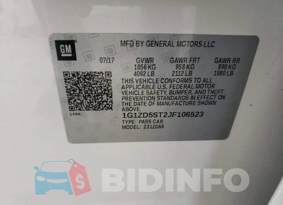 1G1ZD5ST2JF106523 Photo# 12