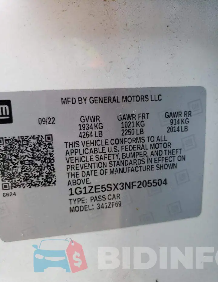 1G1ZE5SX3NF205504 Photo# 12