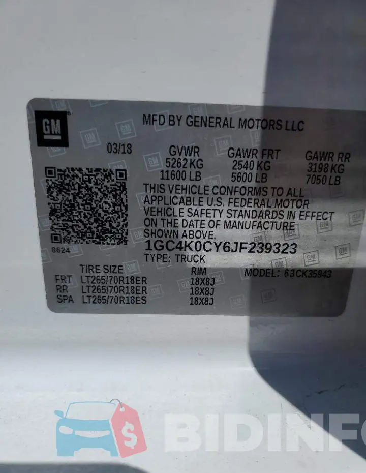 1GC4K0CY6JF239323 Photo# 12