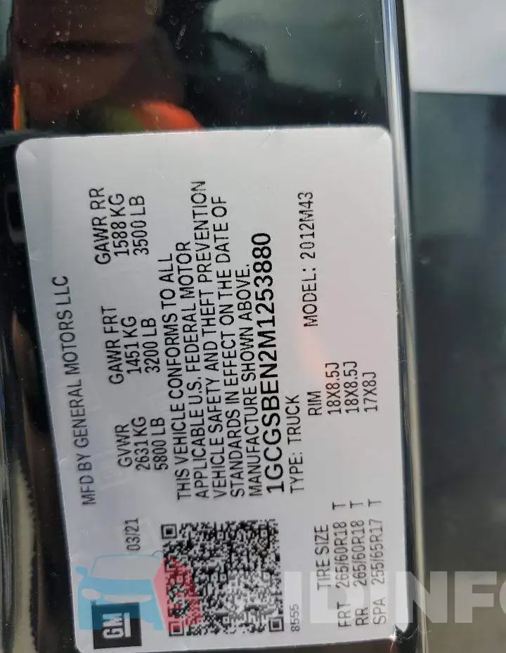 1GCGSBEN2M1253880 Photo# 12