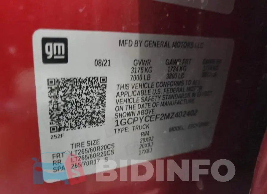 1GCPYCEF2MZ402402 Photo# 12