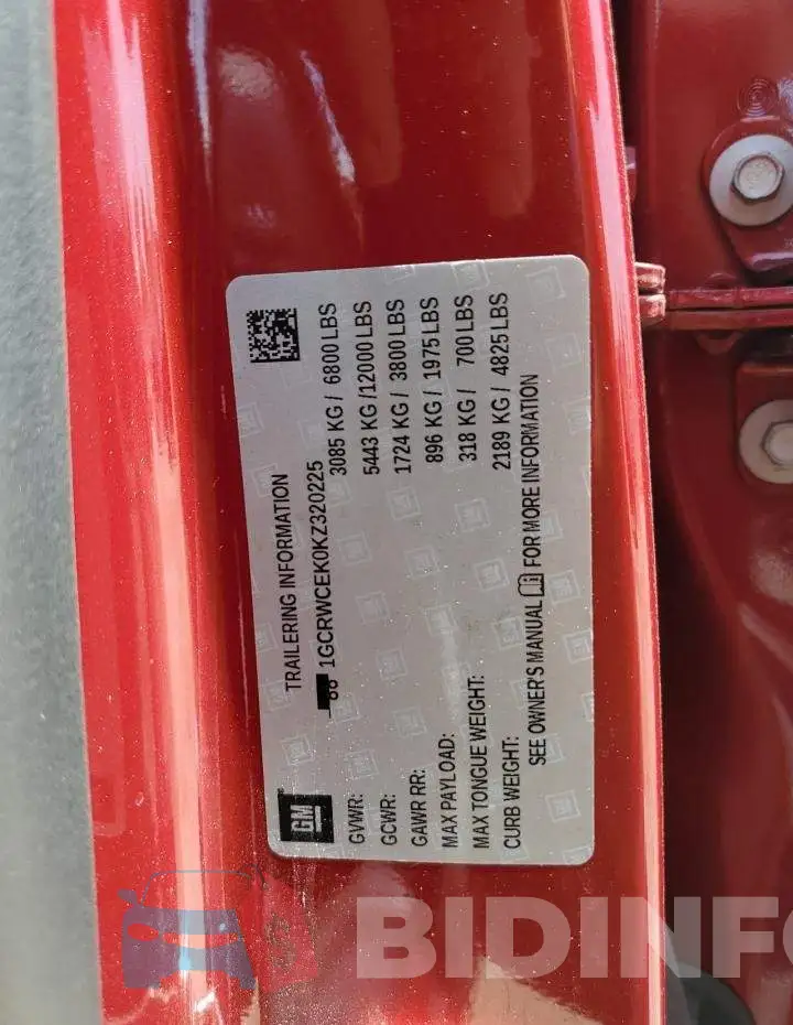 1GCRWCEK0KZ320225 Photo# 12
