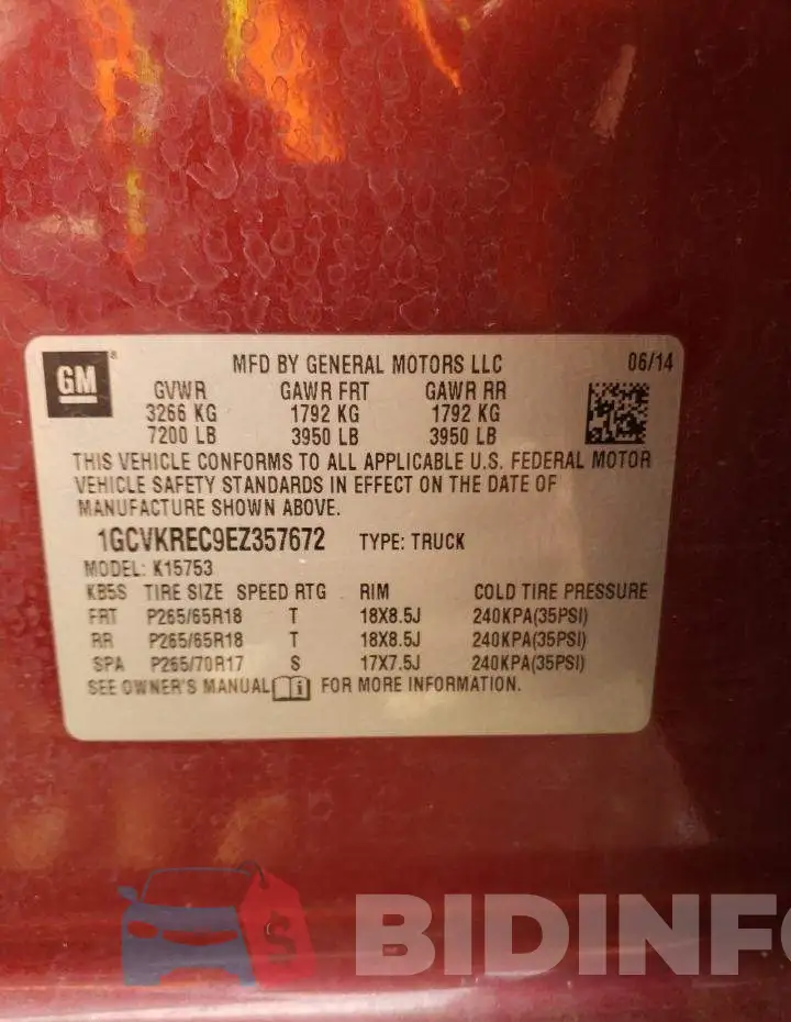 1GCVKREC9EZ357672 Photo# 12