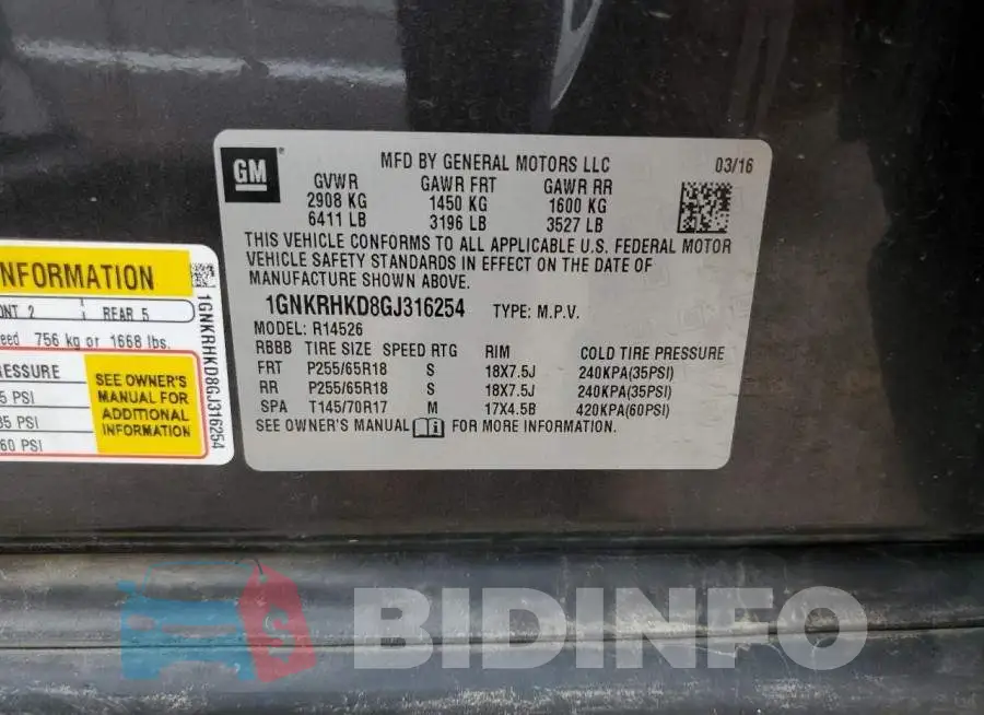 1GNKRHKD8GJ316254 Photo# 13