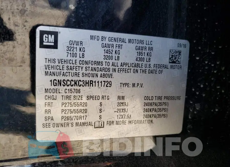 1GNSCCKC3HR111729 Photo# 14