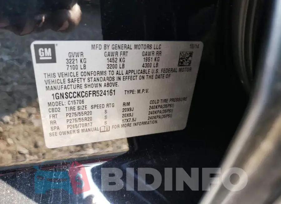 1GNSCCKC6FR524161 Photo# 12