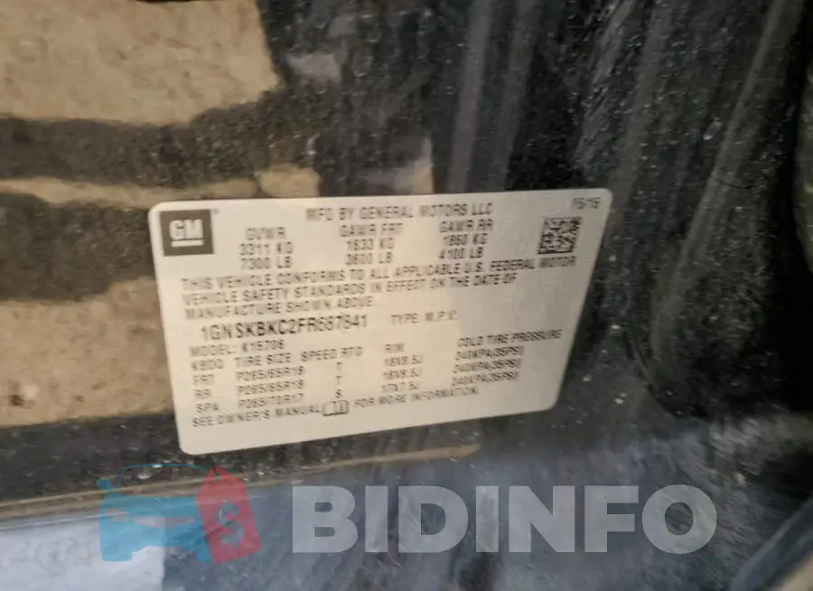 1GNSKBKC2FR687841 Photo# 13