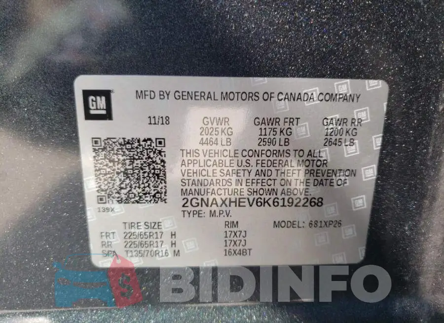 2GNAXHEV6K6192268 Photo# 12