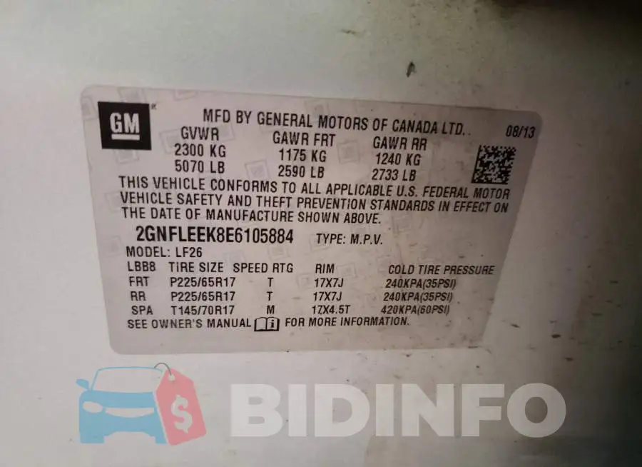 2GNFLEEK8E6105884 Photo# 13