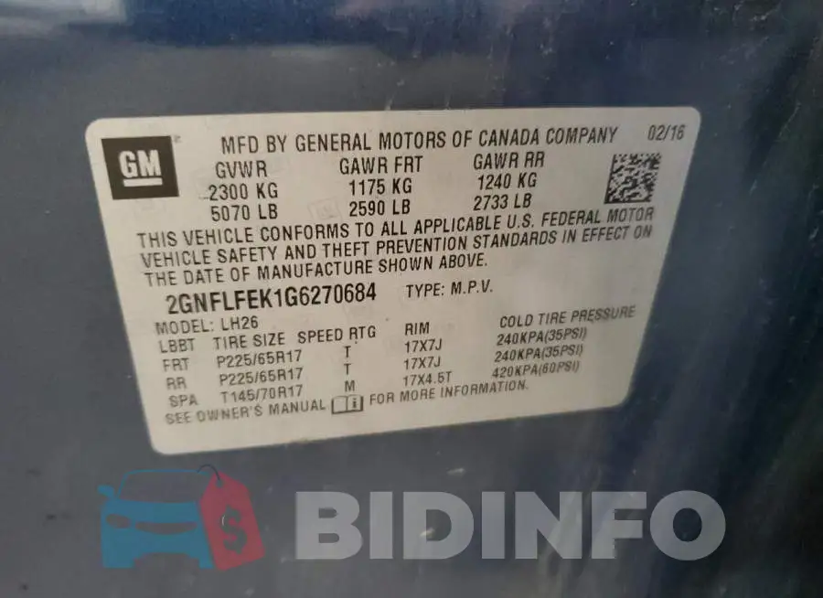 2GNFLFEK1G6270684 Photo# 13