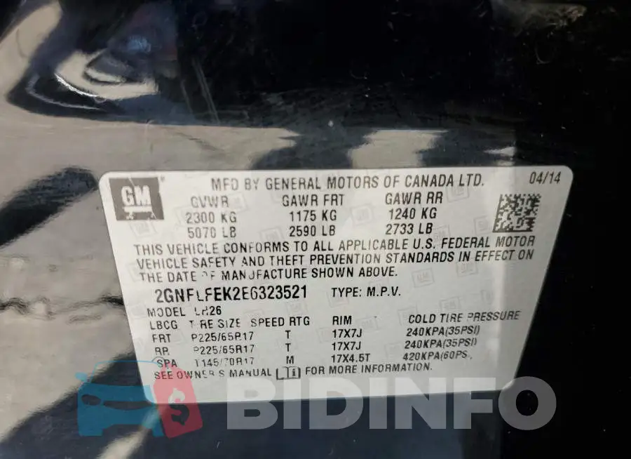 2GNFLFEK2E6323521 Photo# 13