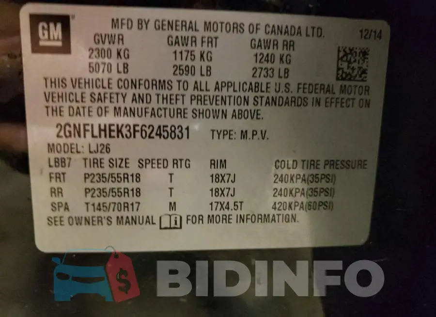 2GNFLHEK3F6245831 Photo# 13