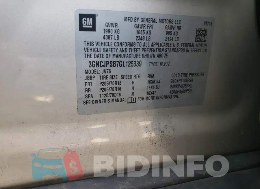 3GNCJPSB7GL125339 Photo# 12