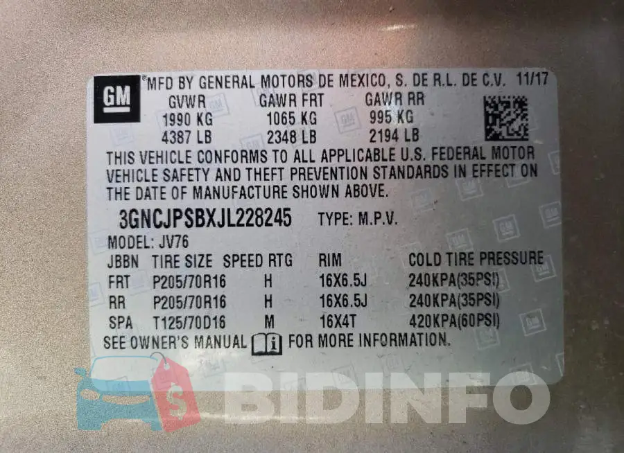 3GNCJPSBXJL228245 Photo# 13